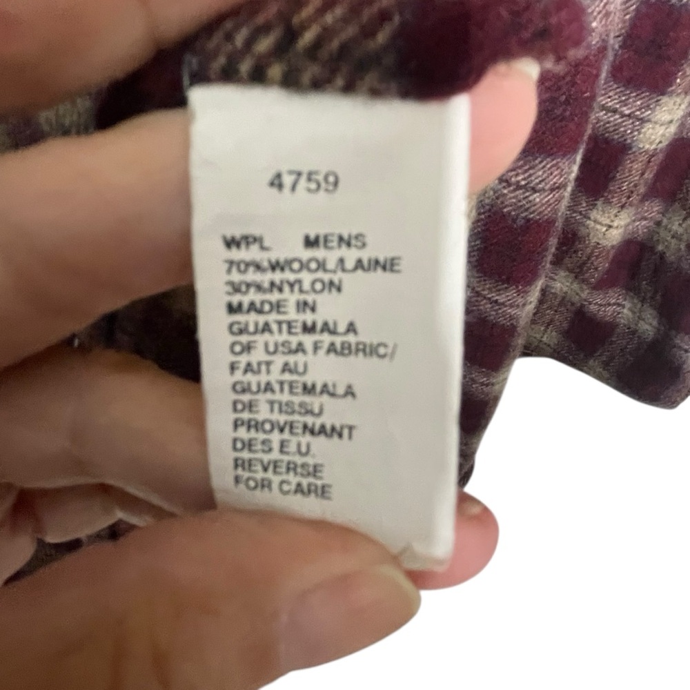 Vintage 80s-2000 Woolrich Burgundy and Cream Heavy Flannel Board Shirt Men’s M - Picture 6 of 7